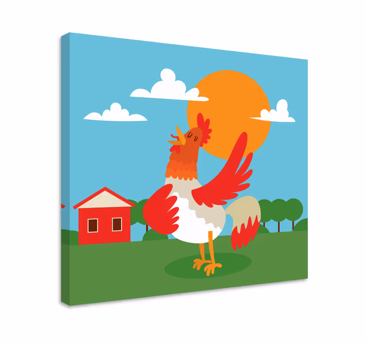 Wandbild tier hahn feiert den sonnenaufgang - TenStickers