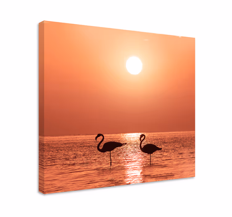 Leinwandbild vogel flamingos bei sonnenuntergang - TenStickers