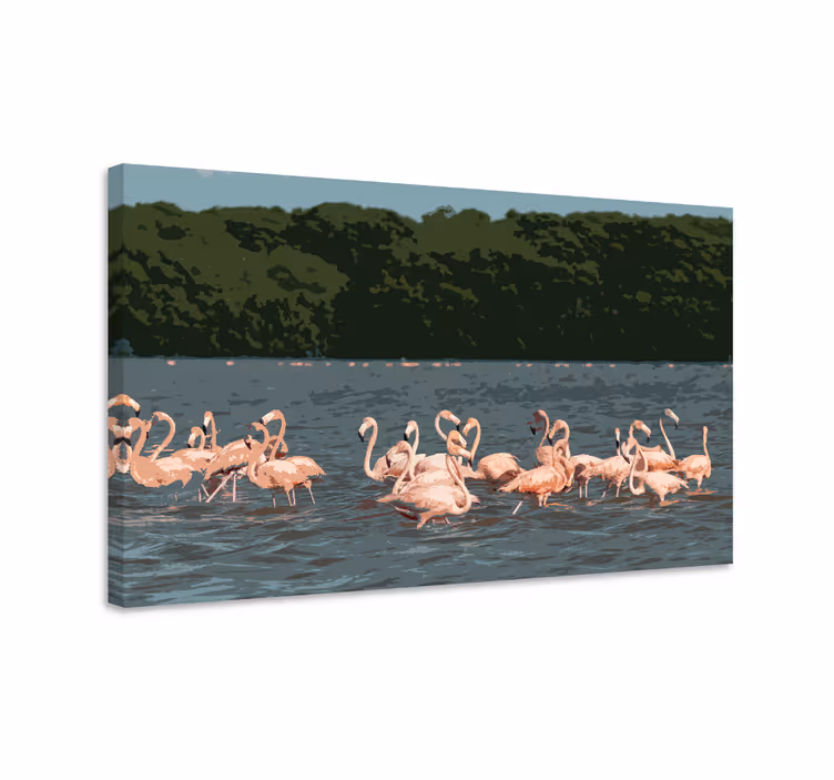 Leinwandbild vogel flamingos in formation - TenStickers