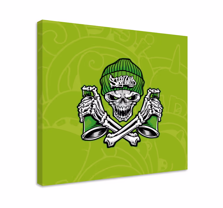 Leinwandbild totenkopf mit bechern - TenStickers