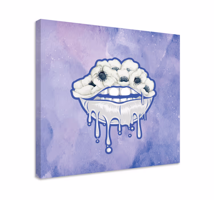 Leinwandbild ornament mund mit blumen - TenStickers