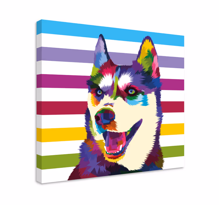 Wandbilder hunde buntes husky porträt - TenStickers