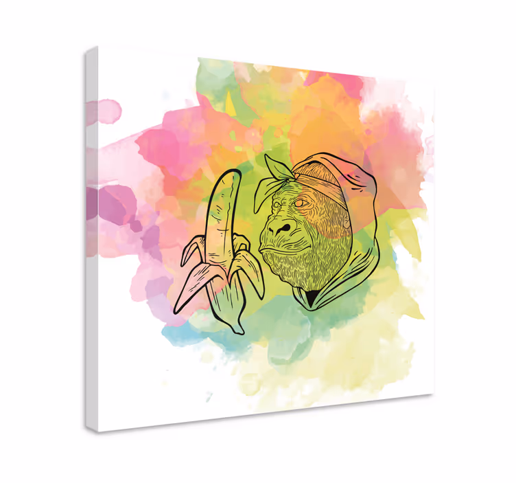 Leinwandbild gorilla mit banane - TenStickers