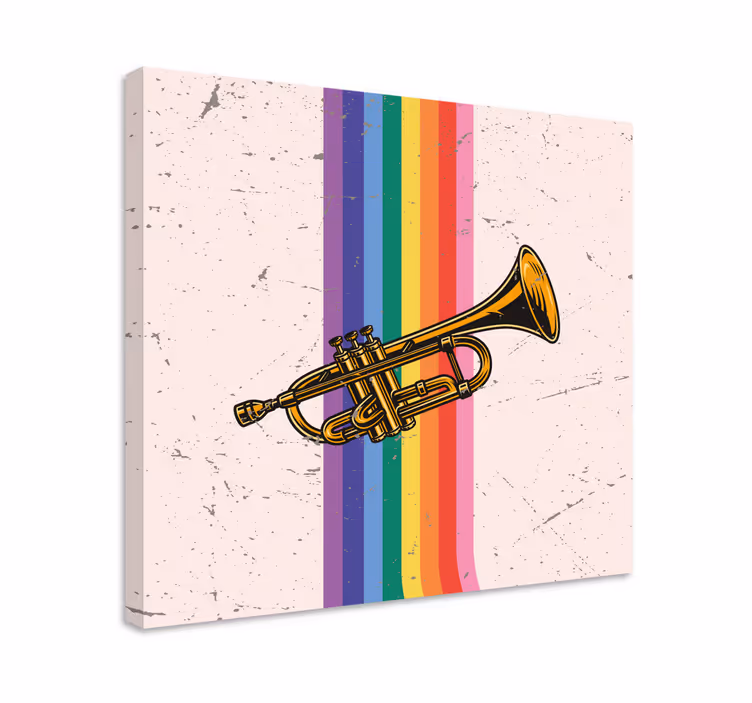 Wandbild musik trompete mit linien - TenStickers