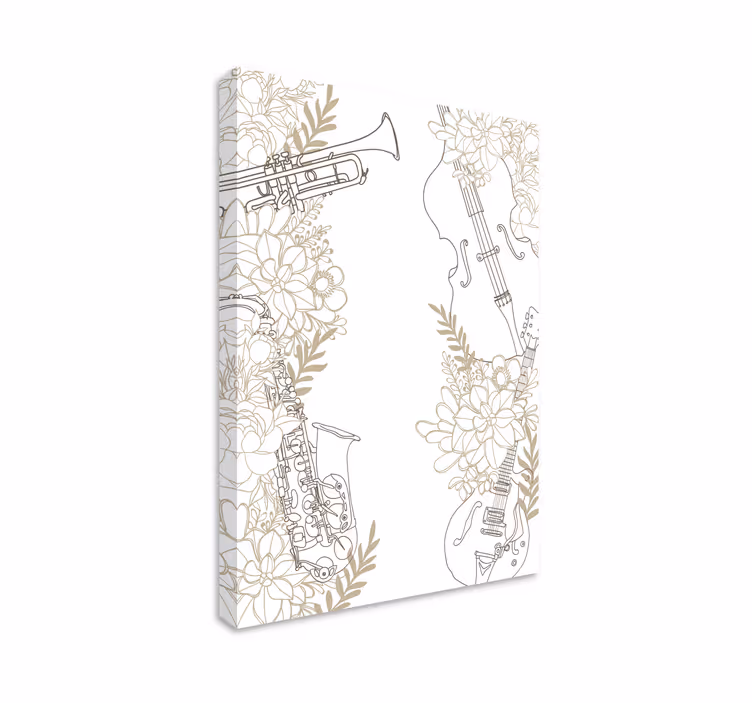 Wandbild musik mit floralen musikinstrumenten - TenStickers