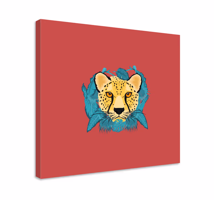 Wandbild tier gepard mit laub - TenStickers