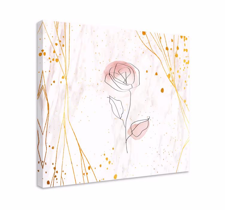 3D Wandbilder Rose auf goldenem Hintergrund - TenStickers