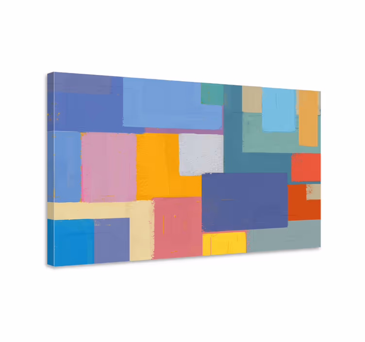 Leinwandbild abstrakt mit lebendigen geometrischen figuren - TenStickers
