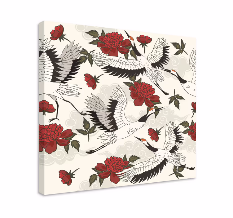 Mandala wandbilder kraniche und blumen - TenStickers