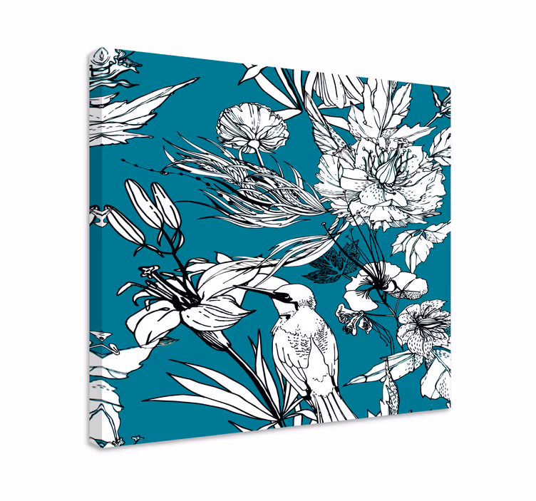 Leinwandbild Vogel zwischen blumen - TenStickers