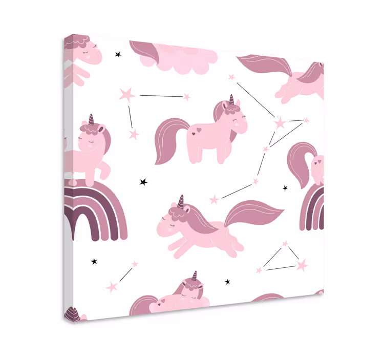 Einhorn wandbild in pink mit sternen - TenStickers