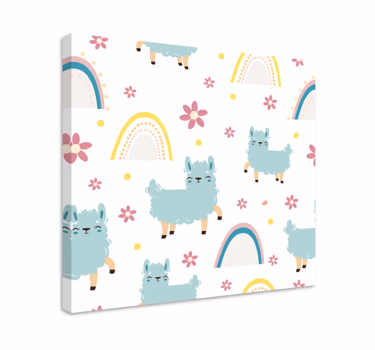 Wandbild tier lama und blumen - TenStickers