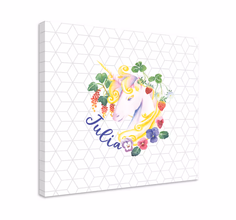 Einhorn wandbild mit floralem arrangement - TenStickers