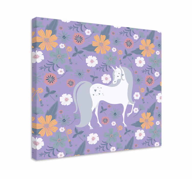 Wandbild elefant mit charmantem einhorn floral - TenStickers