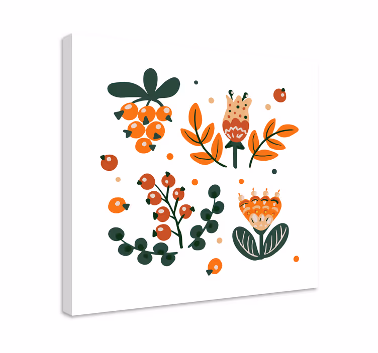 Leinwandbild mit abstrakten floralen elementen - TenStickers