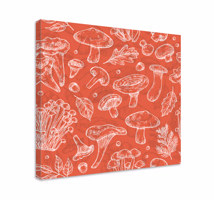 Leinwandbild pilz und blatt - TenStickers