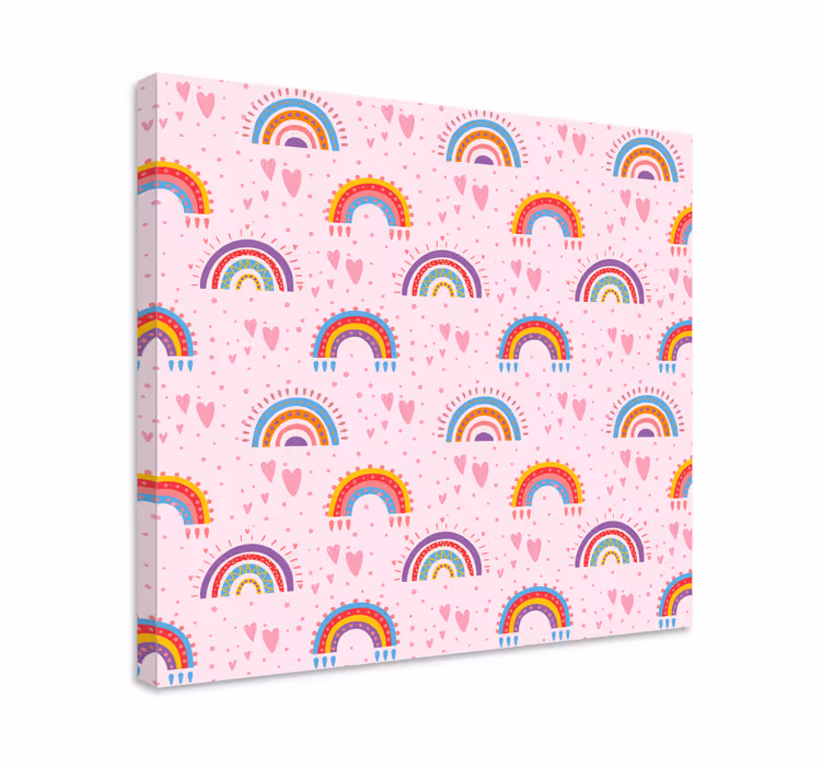 Leinwandbild kinder mit lebhaftem regenbogenmotiv - TenStickers