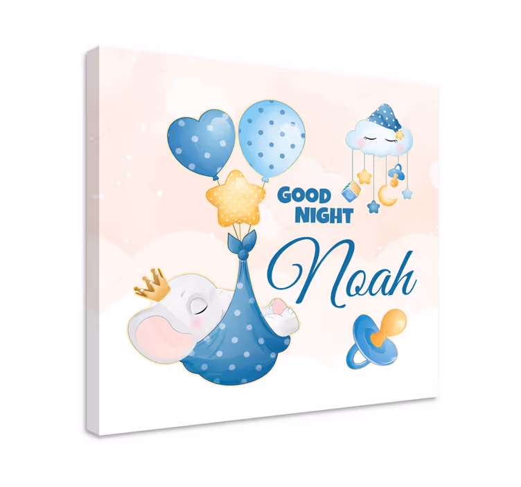 Leinwandbild babys gute nacht elefant - TenStickers