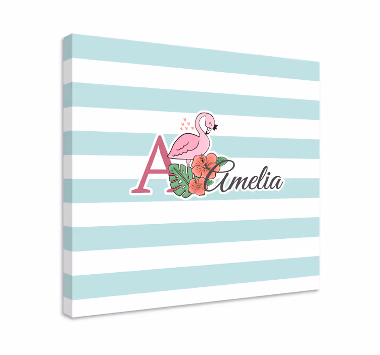 Leinwandbild babys mit personalisiertem flamingo-detail - TenStickers
