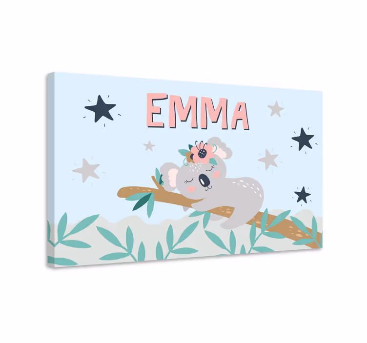 Leinwandbild Süßer Koala für Mädchen mit Namen - TenStickers