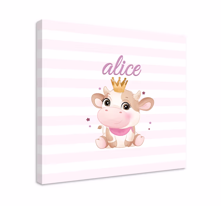 Wandbild tier süße kuh prinzessin - TenStickers