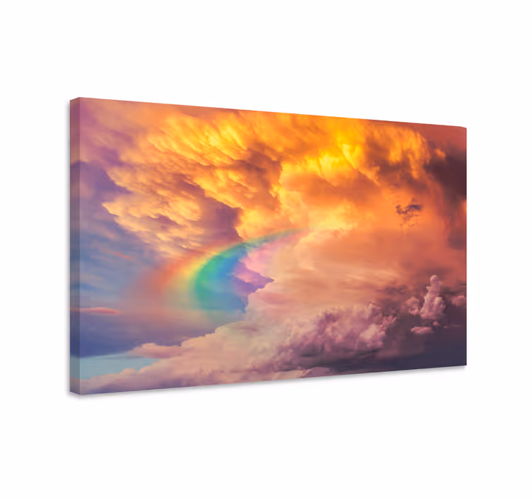 Wandbilder landschaft lebendige wolkenlandschaft regenbogen - TenStickers