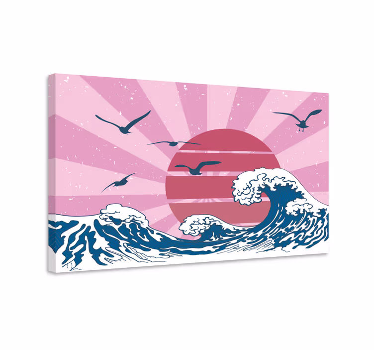 Wandbilder Vintage Die tolle pinke retrowelle - TenStickers