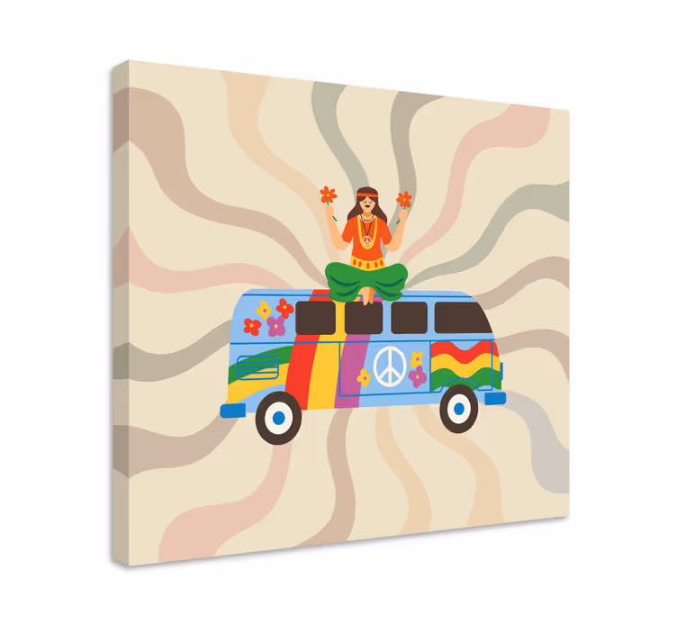 Leinwandbild superheld im flower power van - TenStickers