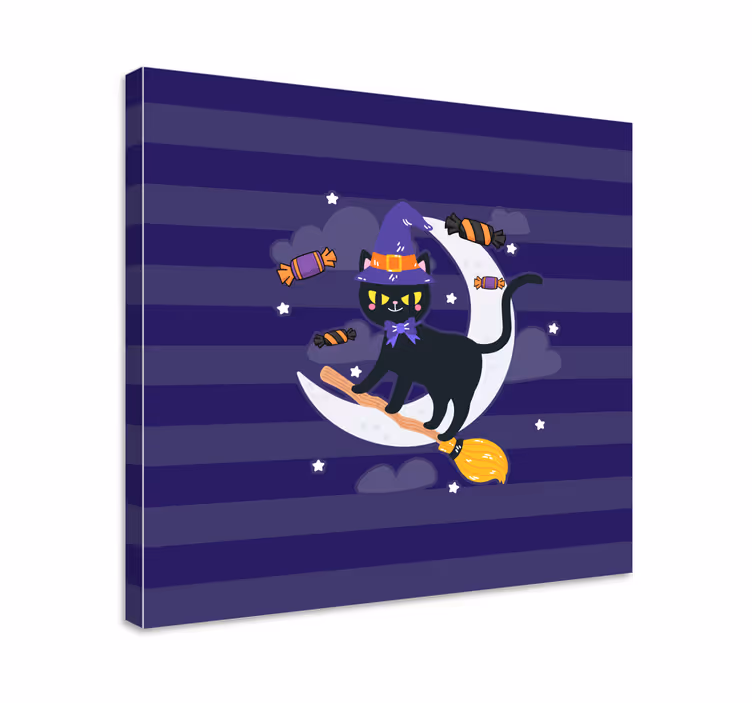 Wandbilder katzen schwarze hexe katze - TenStickers
