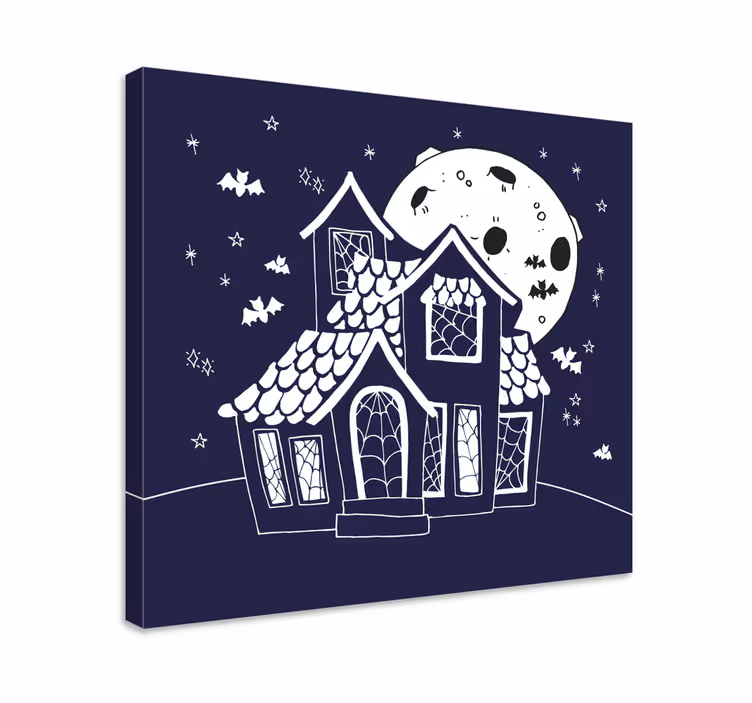 Wandbilder landschaft mit geisterhaus silhouette - TenStickers