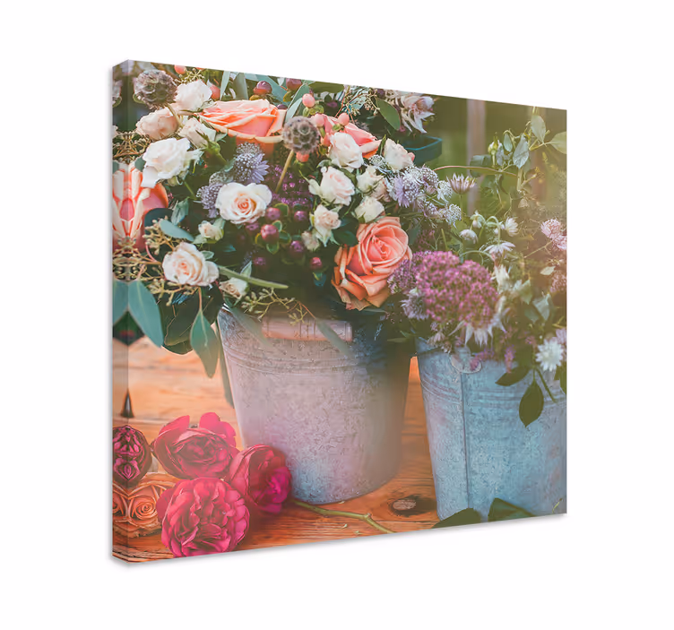 Leinwandbild blumenkorb präsentation - TenStickers