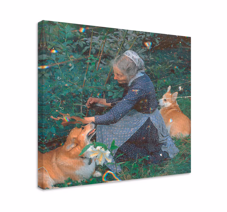 Wandbilder Hunde frau mit corgis - TenStickers