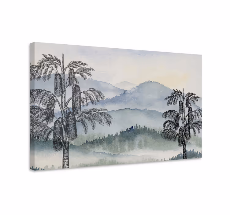 Wandbild baum in bergiger landschaft - TenStickers