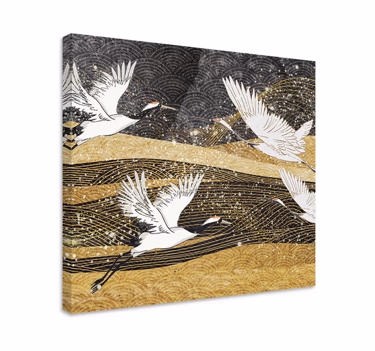 Leinwandbild anmutiger flug der kraniche - TenStickers