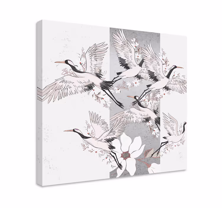 Wandbilder landschaft elegante kraniche im flug - TenStickers