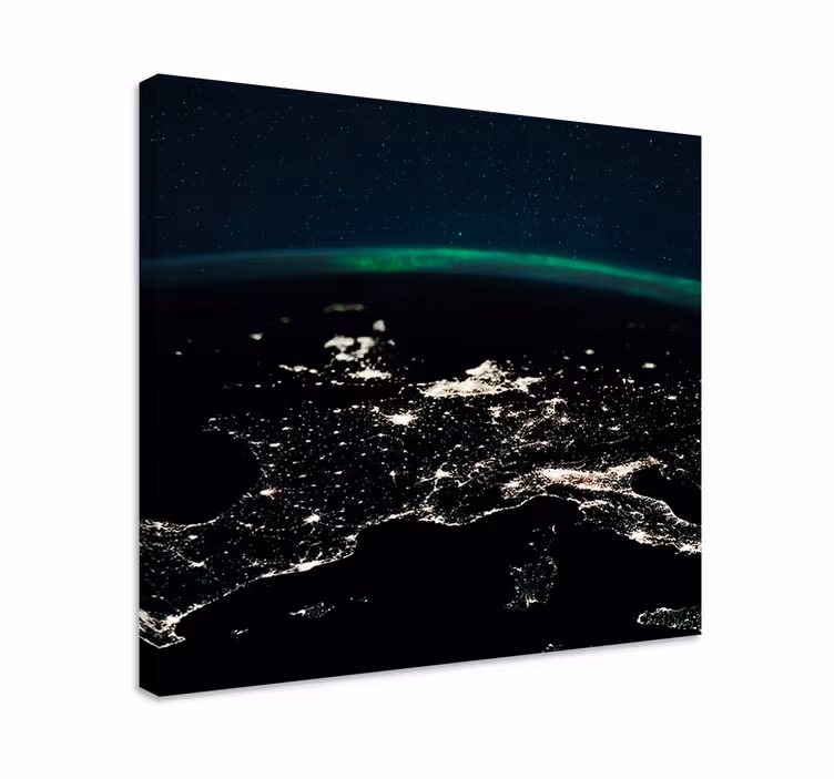 Weltkarte leinwand aus der luft bei nacht - TenStickers