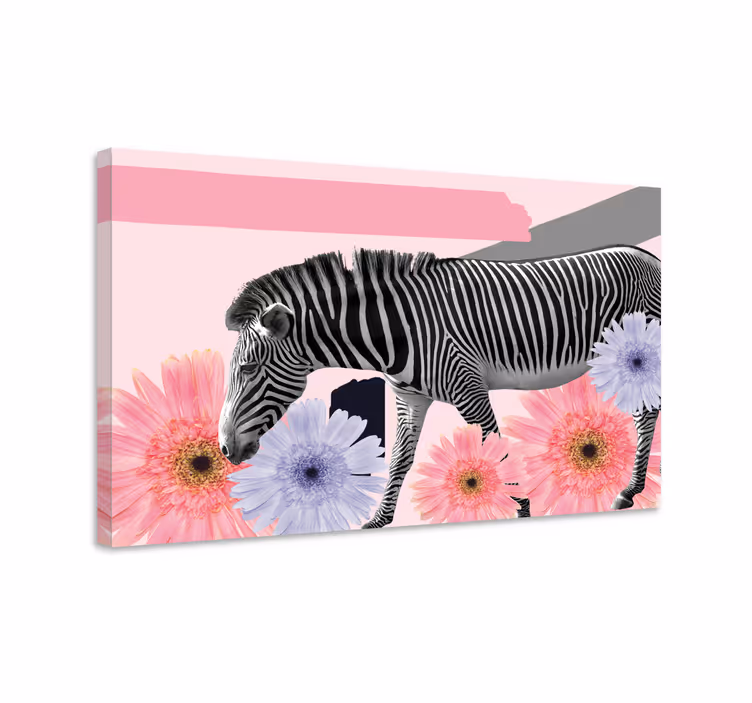 Wandbild tier zebra zwischen blüten - TenStickers