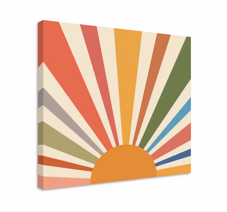 Wandbild Wohnzimmer Bunte Wandtapete sonne - TenStickers
