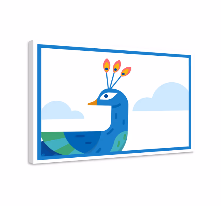 Wandbild Tier stilisierter blauer pfau - TenStickers