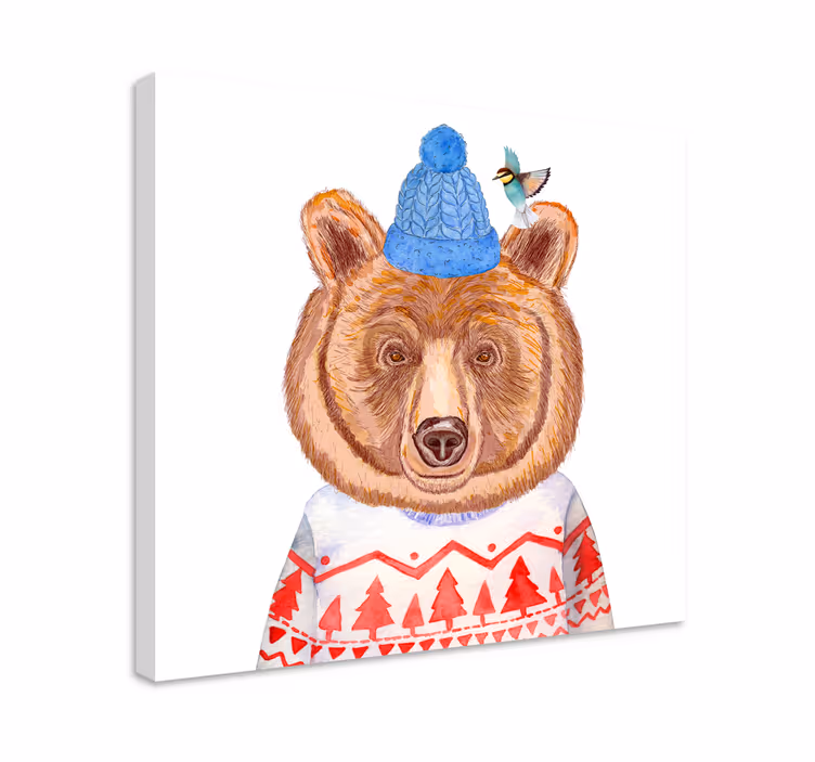 Wandbild tier mit bezaubernder bärenillustration - TenStickers