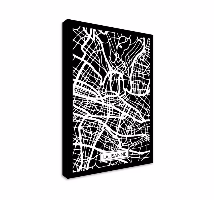Leinwandbild Karte von Lausanne - TenStickers