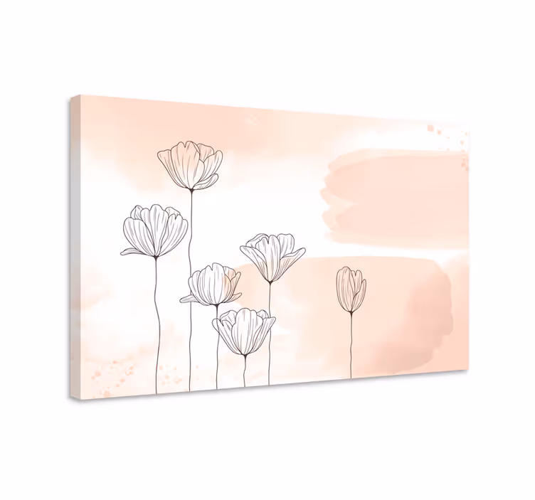 Leinwandbild Blume Blumen Linien - TenStickers