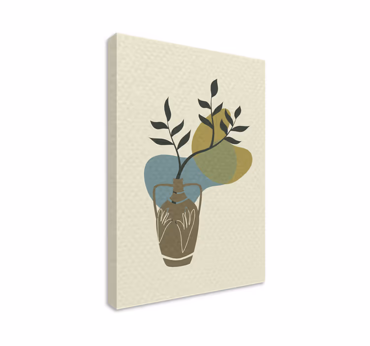 Leinwandbild vase mit laub - TenStickers