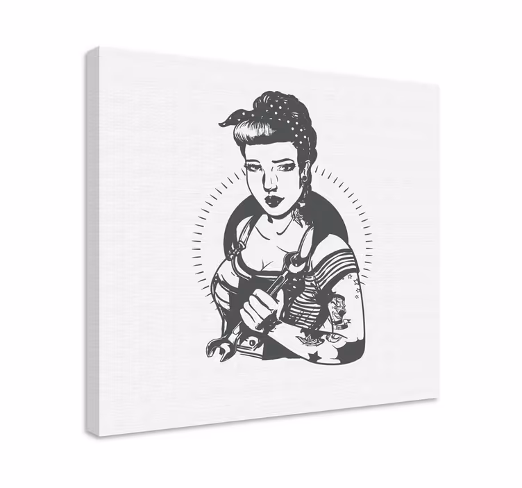 Vintage Wandbilder Frau mit Werkzeug - TenStickers