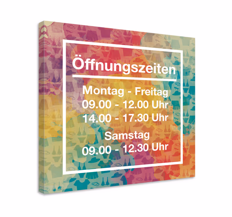 Leinwandbild Personalisiert Öffnungszeiten Bunt - TenStickers
