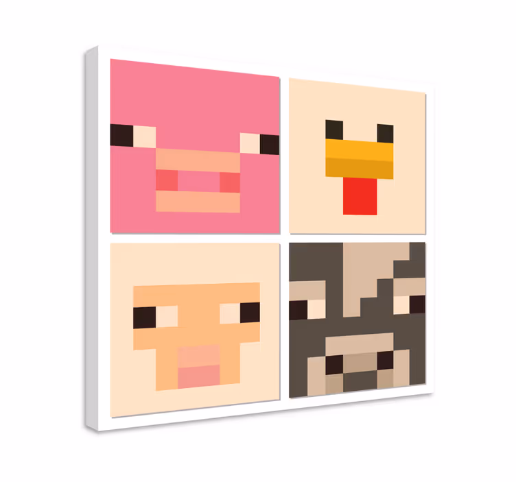 Game Leinwandbilder pixel Kunst Tiergesichter - TenStickers