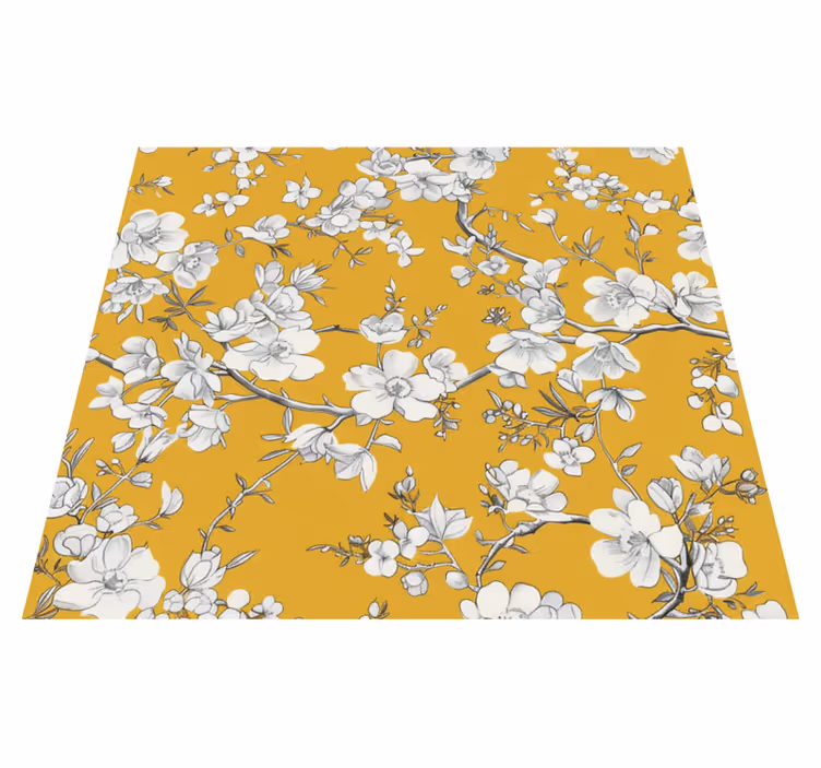 Vinyl Teppich gelb florales Vintage-Muster - TenStickers