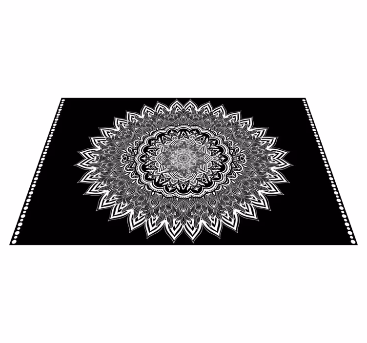 Vinyl Teppich schwarz blumenmandala-design - TenStickers