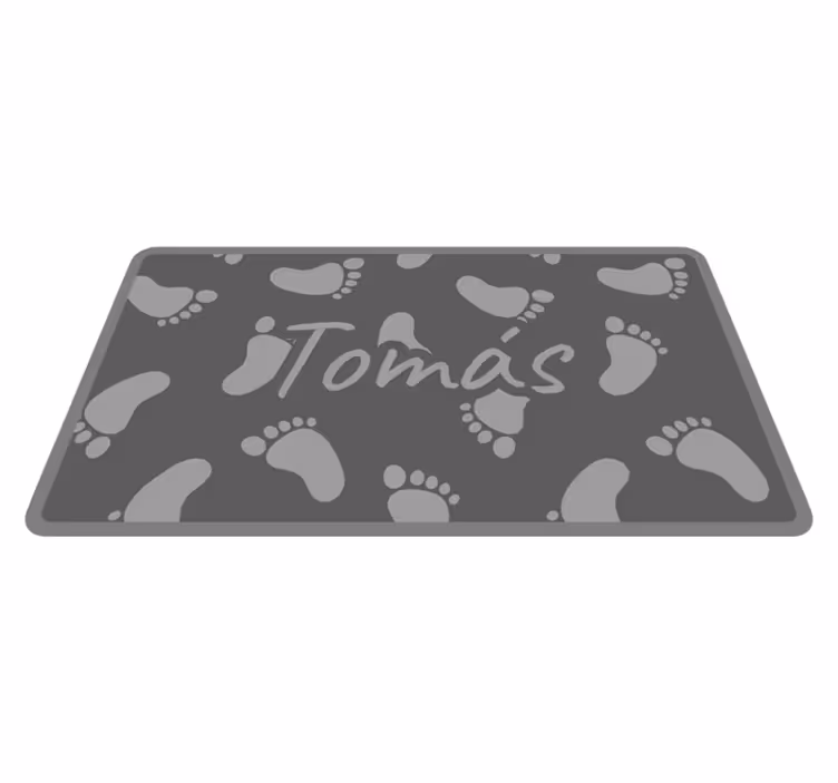 Vinyl Teppich mit Namen graues fußstapfen-design - TenStickers