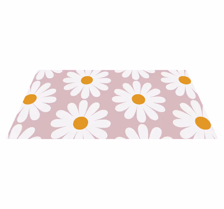 Vinyl Teppich Badezimmer gänseblümchen mit rosa hintergrund - TenStickers